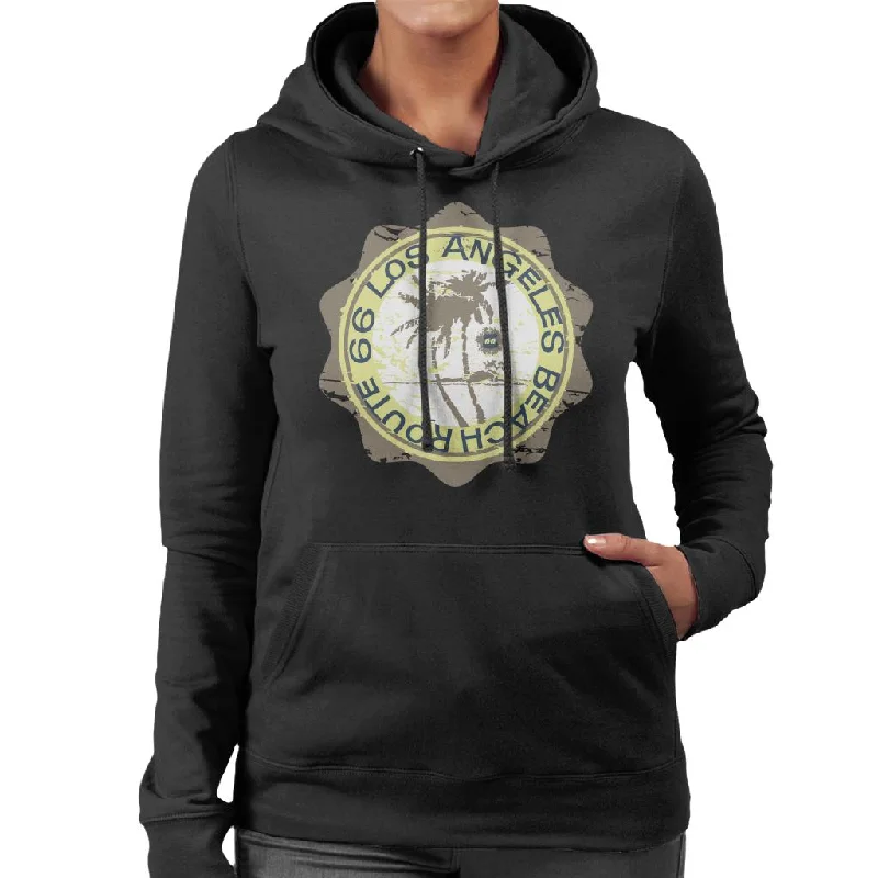 Route 66 Los Angeles Beach Women's Hooded Sweatshirt Hoodie with Turtle Neck Cozy Winter