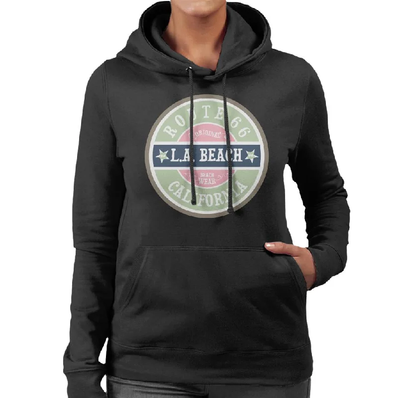 Route 66 Original LA Beach Wear Women's Hooded Sweatshirt Hoodie with Relaxed Fit Easy Casual