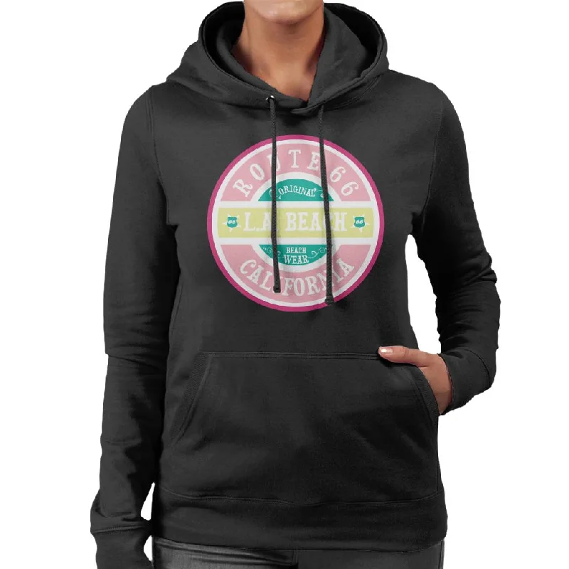 Route 66 Original Pink Beach Wear Women's Hooded Sweatshirt Hoodie with Pastel Soft Subtle