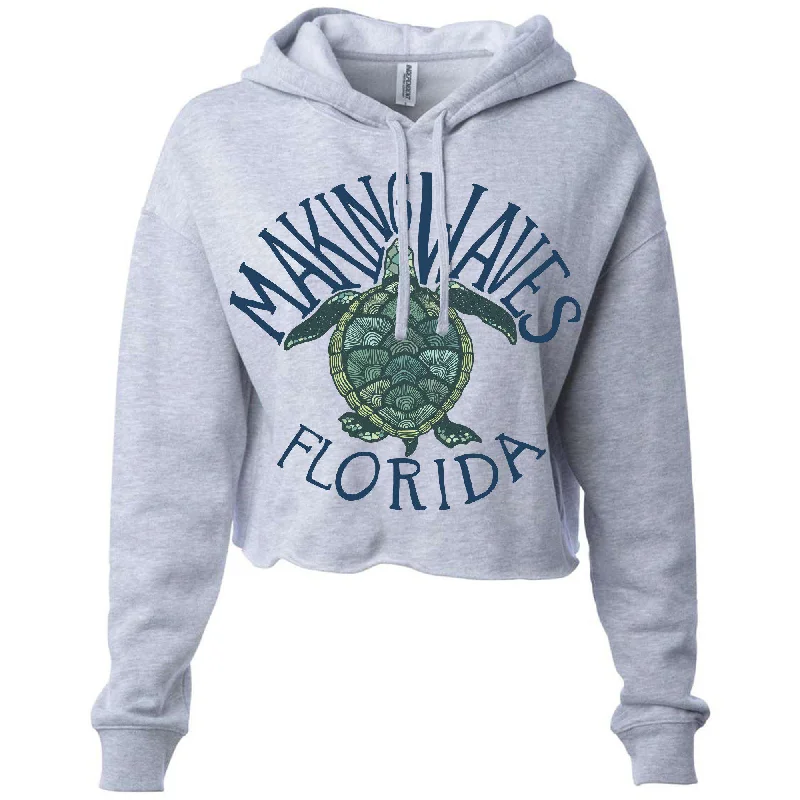 Sea Turtle Florida Cropped Hoodie Hoodie with Full-Zip Functional Layering