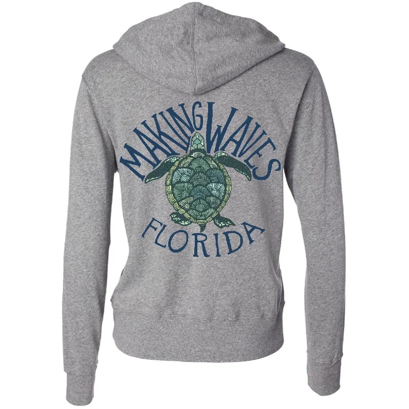 Sea Turtle Florida Zipper Hoodie Hoodie with Hem Patch Decorative Personalized