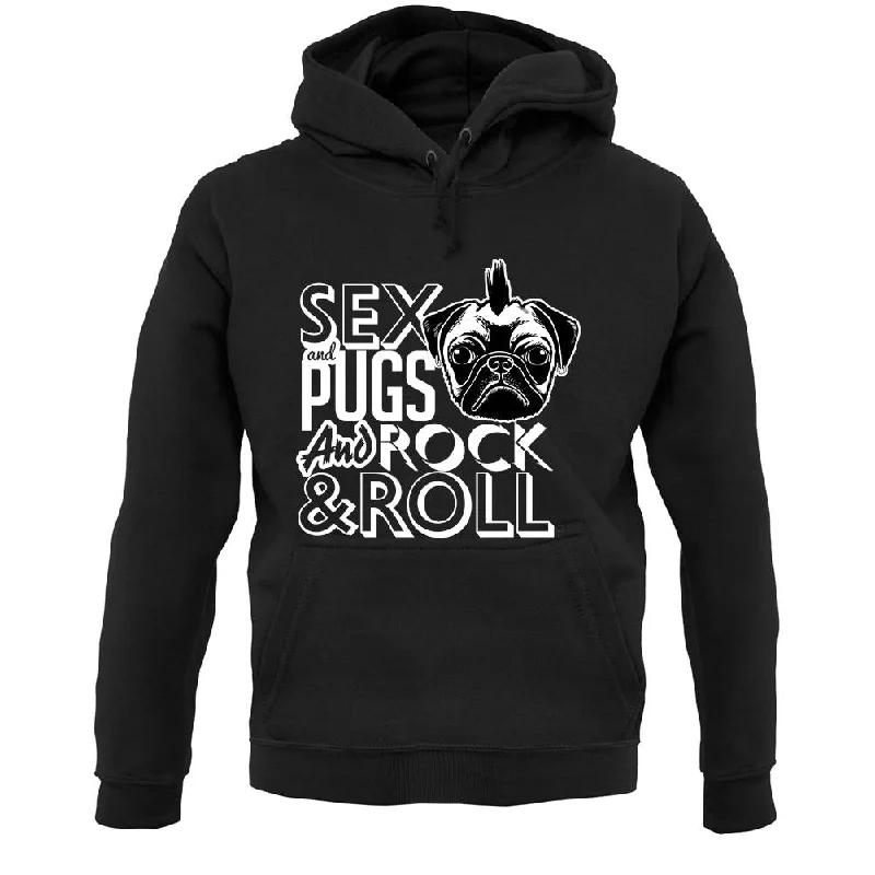 Sex, Pugs And Rock N Roll Unisex Hoodie Hoodie with Pattern Geometric Abstract