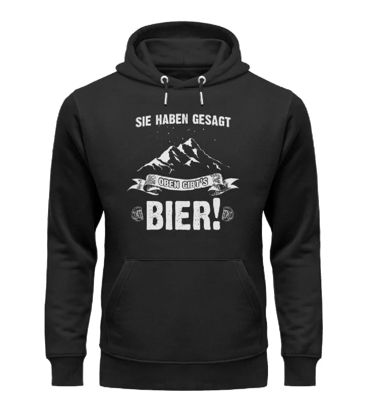 Sie haben gesagt oben gibts Bier - Unisex Premium Organic Hoodie Hoodie with Metallic Shiny Futuristic