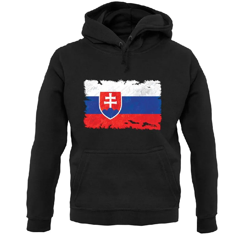 Slovakia Grunge Style Flag Unisex Hoodie Hoodie with Hem Detail Decorative Unique