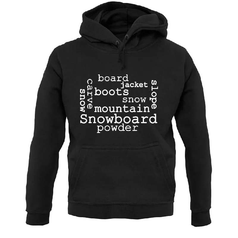 Snowboarding Word Cloud Unisex Hoodie Hoodie with Hood Adjustable Protection