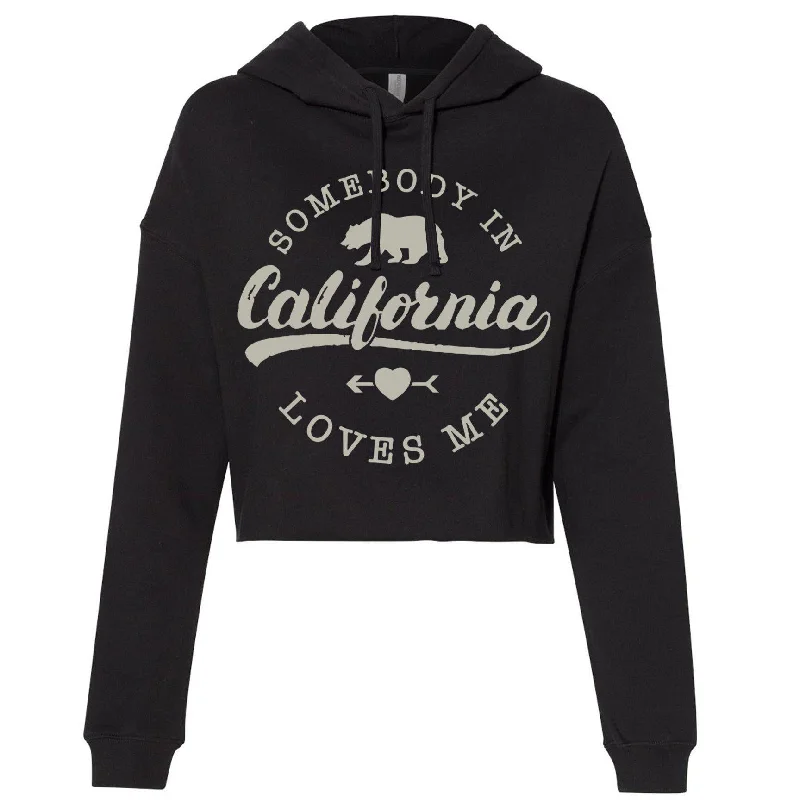 Somebody Loves Me In California Cropped Hoodie Hoodie with Velcro Closure Adjustable Secure