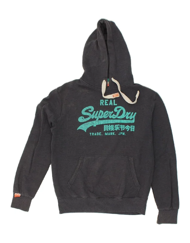 SUPERDRY Mens Graphic Hoodie Jumper Large Grey Cotton Hoodie with Button Placket Classic Preppy SUPERDRY Mens Graphic Hoodie Jumper Large Grey Cotton Hoodie with Button Placket Classic Preppy