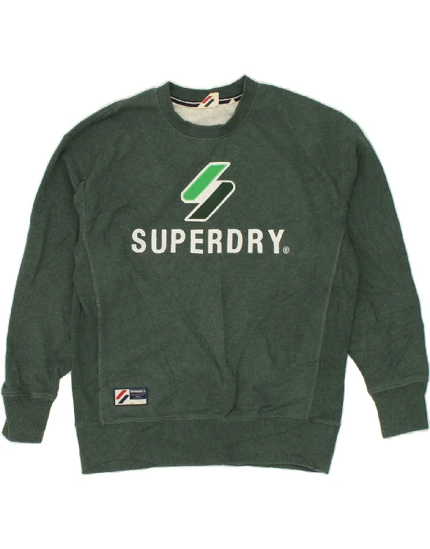SUPERDRY Mens Oversized Graphic Sweatshirt Jumper XS Green Cotton Hoodie with Hem Ribbing Snug Secure SUPERDRY Mens Oversized Graphic Sweatshirt Jumper XS Green Cotton Hoodie with Hem Ribbing Snug Secure