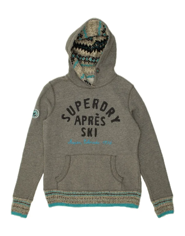 SUPERDRY Womens Graphic Hoodie Jumper UK 16 Large Grey Acrylic Hoodie with Slim Fit Tailored Modern SUPERDRY Womens Graphic Hoodie Jumper UK 16 Large Grey Acrylic Hoodie with Slim Fit Tailored Modern