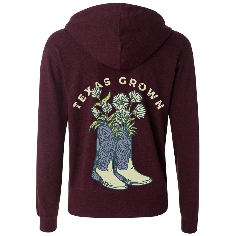 Texas Grown Zipper Hoodie Hoodie with Metallic Shiny Futuristic