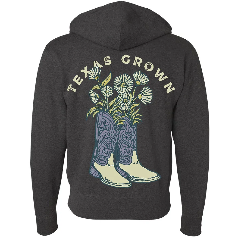 Texas Grown Zipper Hoodie Hoodie with Pastel Soft Subtle