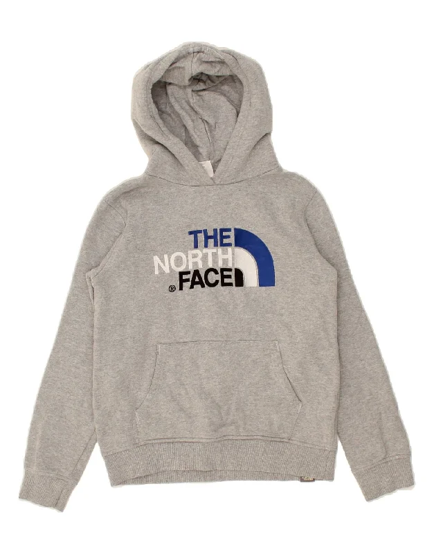 THE NORTH FACE Boys Graphic Hoodie Jumper 11-12 Years Large Grey Flecked Hoodie with Set-In Sleeves Structured Classic THE NORTH FACE Boys Graphic Hoodie Jumper 11-12 Years Large Grey Flecked Hoodie with Set-In Sleeves Structured Classic
