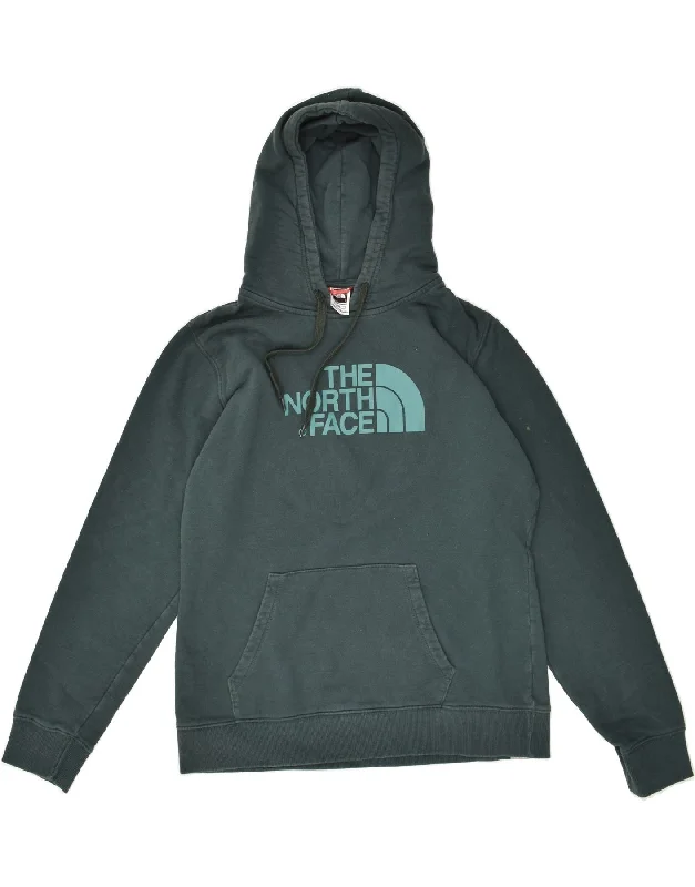 THE NORTH FACE Womens Graphic Hoodie Jumper UK 16 Large Green Cotton Hoodie with Slit Hem Functional Movement