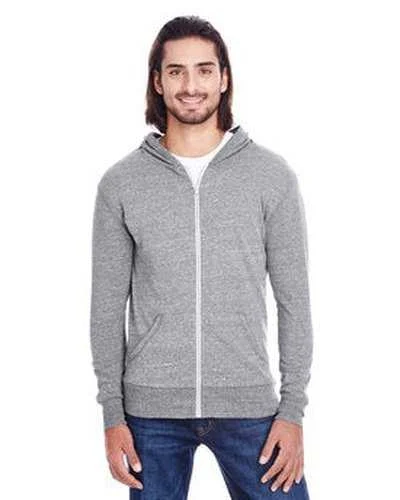 Threadfast Apparel 302Z Unisex Triblend Full-Zip Light Hoodie - Gray Triblend Hoodie with Tie-Dye Psychedelic Retro