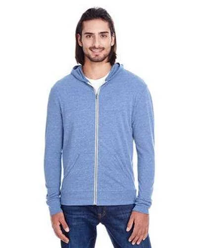 Threadfast Apparel 302Z Unisex Triblend Full-Zip Light Hoodie - Navy Triblend Hoodie with Pastel Soft Subtle Threadfast Apparel 302Z Unisex Triblend Full-Zip Light Hoodie - Navy Triblend Hoodie with Pastel Soft Subtle