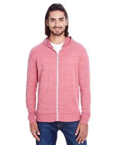 Threadfast Apparel 302Z Unisex Triblend Full-Zip Light Hoodie - Red Triblend Hoodie with Frayed Bohemian Relaxed Threadfast Apparel 302Z Unisex Triblend Full-Zip Light Hoodie - Red Triblend Hoodie with Frayed Bohemian Relaxed