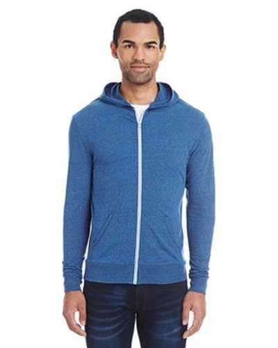 Threadfast Apparel 302Z Unisex Triblend Full-Zip Light Hoodie - Royal Black Triblend Hoodie with Cropped Fit Short Trendy Threadfast Apparel 302Z Unisex Triblend Full-Zip Light Hoodie - Royal Black Triblend Hoodie with Cropped Fit Short Trendy