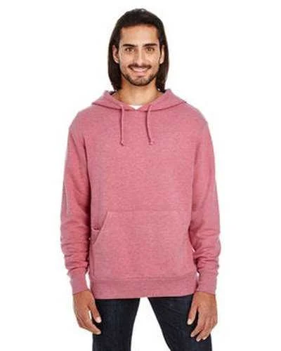 Threadfast Apparel 321H Unisex Triblend French Terry Hoodie - Cardinal Heather Hoodie with Puffed Sleeves Voluminous Trendy