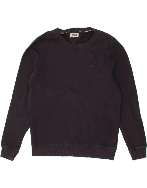 TOMMY HILFIGER Mens Sweatshirt Jumper Large Navy Blue Cotton Hoodie with Ribbed Neckline Snug Warm TOMMY HILFIGER Mens Sweatshirt Jumper Large Navy Blue Cotton Hoodie with Ribbed Neckline Snug Warm
