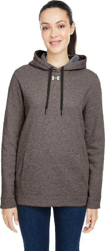 Under Armour 1300261 Ladies' Hustle Pullover Hooded Sweatshirt - Carbon Heather Gray Hoodie with Velcro Closure Adjustable Secure Under Armour 1300261 Ladies' Hustle Pullover Hooded Sweatshirt - Carbon Heather Gray Hoodie with Velcro Closure Adjustable Secure