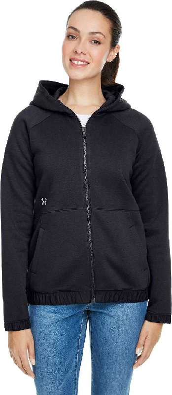 Under Armour 1351229 Ladies' Hustle Full-Zip Hooded Sweatshirt - Black White Oversized Hoodie Comfort Casual Under Armour 1351229 Ladies' Hustle Full-Zip Hooded Sweatshirt - Black White Oversized Hoodie Comfort Casual