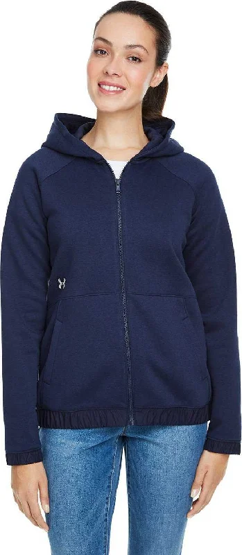 Under Armour 1351229 Ladies' Hustle Full-Zip Hooded Sweatshirt - Midnight Navy White Graphic Hoodie Design Print Under Armour 1351229 Ladies' Hustle Full-Zip Hooded Sweatshirt - Midnight Navy White Graphic Hoodie Design Print