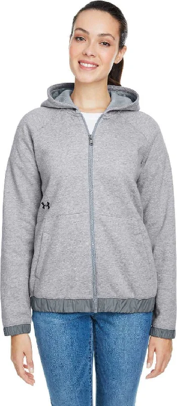 Under Armour 1351229 Ladies' Hustle Full-Zip Hooded Sweatshirt - Team Gray Heathert Black Hoodie with Pocket Utility Practical Under Armour 1351229 Ladies' Hustle Full-Zip Hooded Sweatshirt - Team Gray Heathert Black Hoodie with Pocket Utility Practical