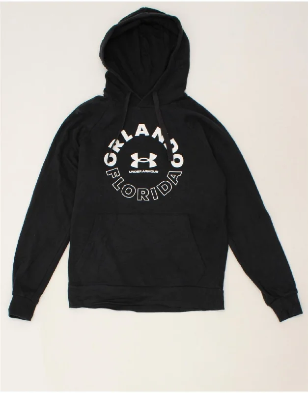 UNDER ARMOUR Mens Heat Gear Graphic Hoodie Jumper Small Black Cotton Hoodie with Fur Luxurious Winter