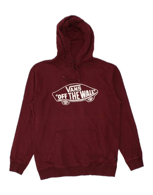 VANS Mens Graphic Hoodie Jumper Large Maroon Cotton Hoodie with Front Slit Layering Stylish VANS Mens Graphic Hoodie Jumper Large Maroon Cotton Hoodie with Front Slit Layering Stylish