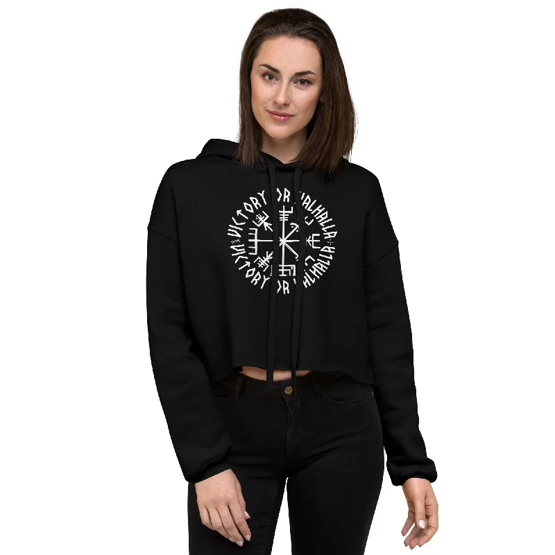 Vegvisir Cropped Hoodie Hoodie with Mock Neck Collared Structured