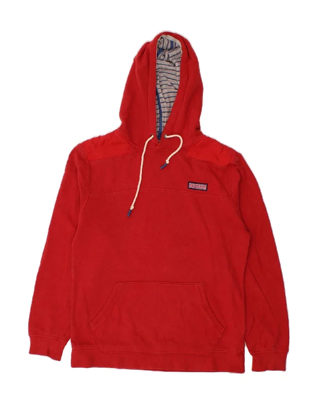 VINEYARD VINES Mens Hoodie Jumper Medium Red Cotton Hoodie with Exposed Zipper Edgy Industrial VINEYARD VINES Mens Hoodie Jumper Medium Red Cotton Hoodie with Exposed Zipper Edgy Industrial