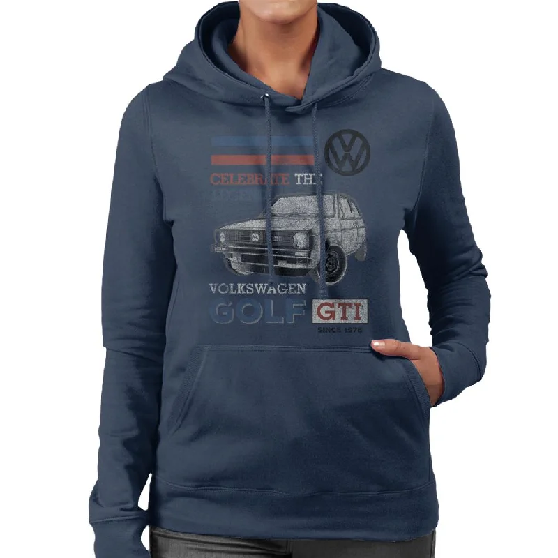 Volkswagen GTI Celebrate The Legend Women's Hooded Sweatshirt Hoodie with Frayed Bohemian Relaxed