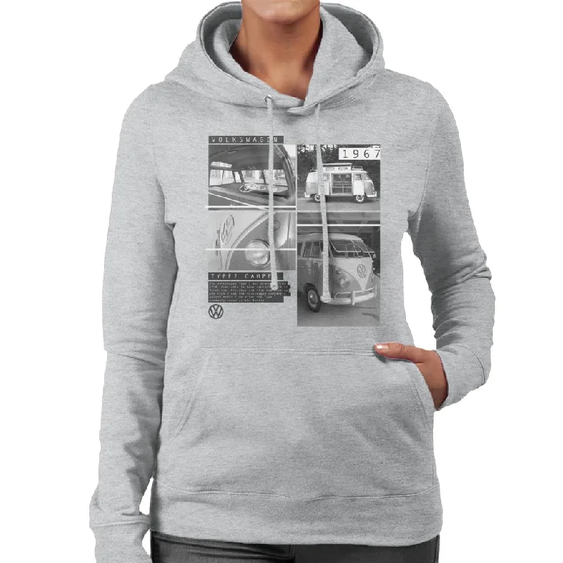 Volkswagen Type 2 1967 Shots Of Campervan Women's Hooded Sweatshirt Hoodie with Pastel Soft Subtle