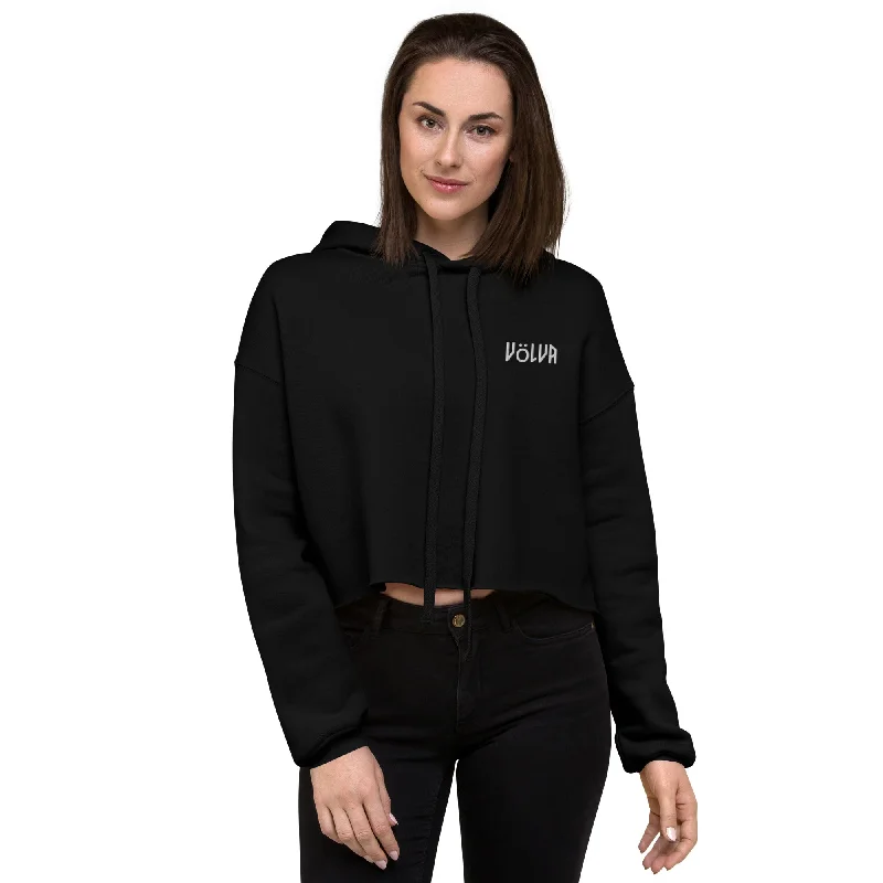 Völva Cropped Hoodie Hoodie with Hem Ribbing Snug Secure