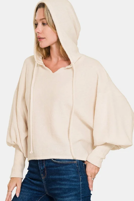 Zenana Brushed Hacci Drop Shoulder Cropped Hoodie Cotton Hoodie Fleece Lining Warmth Zenana Brushed Hacci Drop Shoulder Cropped Hoodie Cotton Hoodie Fleece Lining Warmth