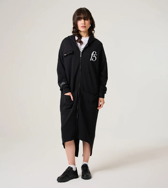 F5 ZIP-THROUGH LONGLINE HOODIE Hoodie Jacket Zipper Layering