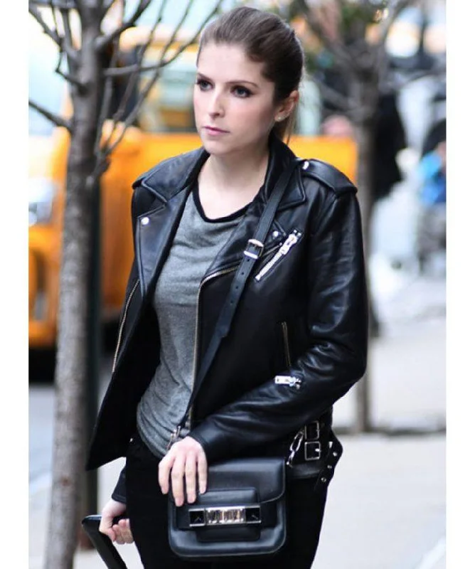 Anna Kendrick Leather Jacket Chenille Fabric Brocade Fabric Lace Fabric