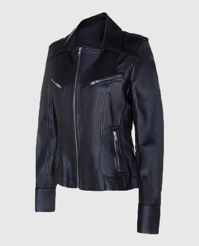 Biker Trend Women's Leather Jacket Snapped Jacket Toggled Jacket Drawstring Jacket