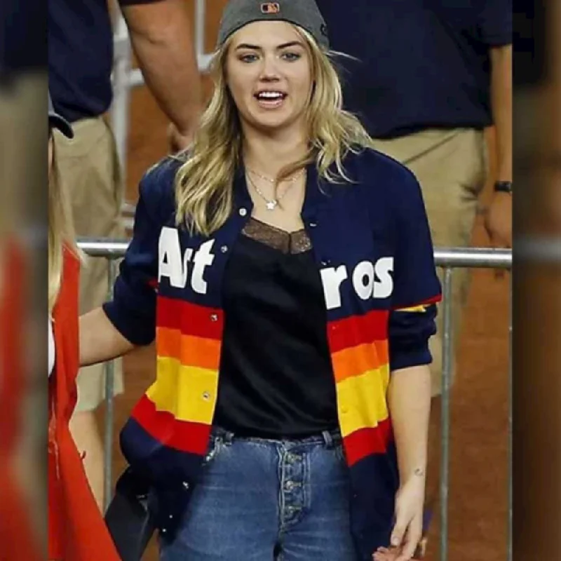 Kate Upton Astros Jacket Hooded Jacket Caped Jacket Shawl Collar Jacket