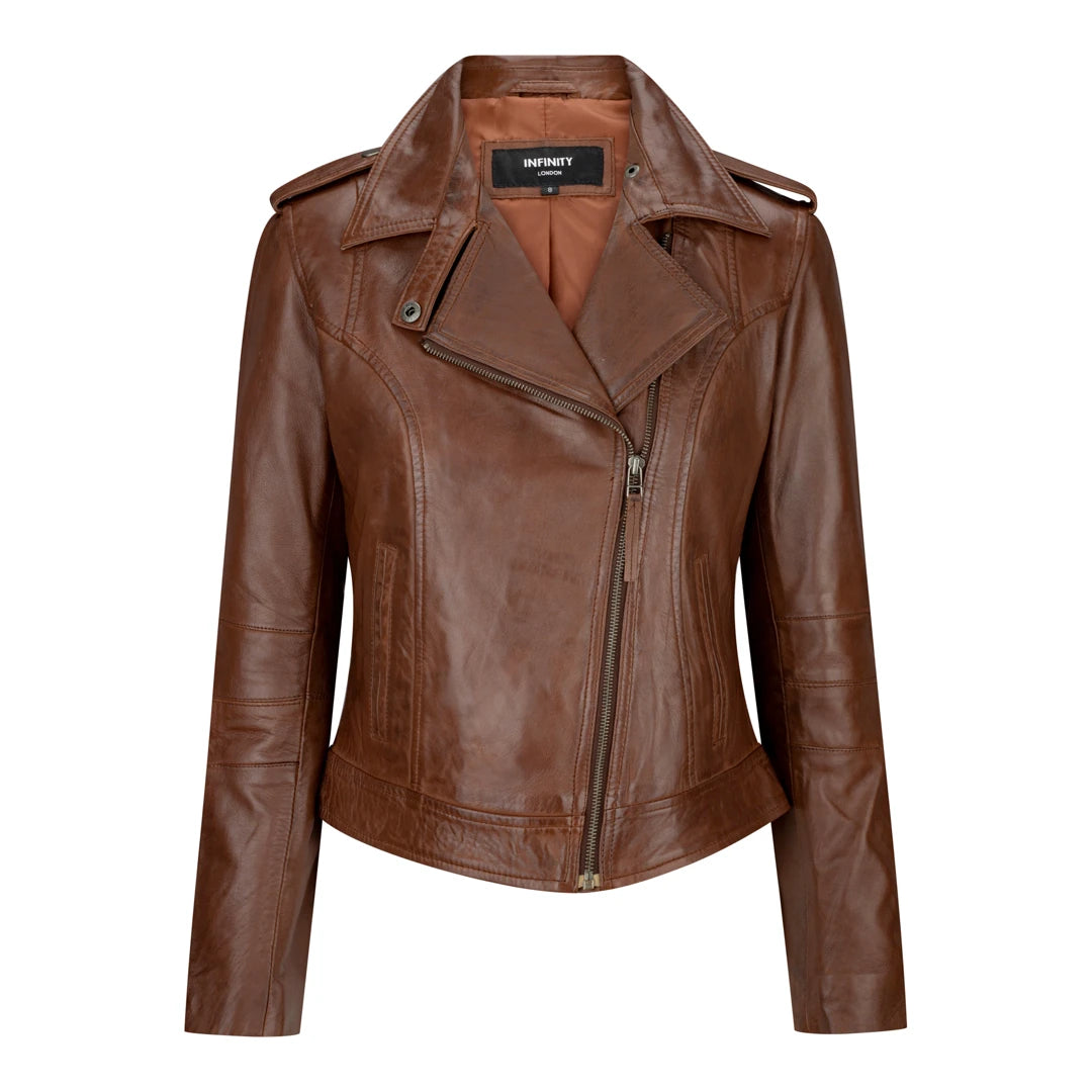 Women's Leather Brown Short Leather Jacket Satin Jacket Silk Jacket Chiffon Jacket