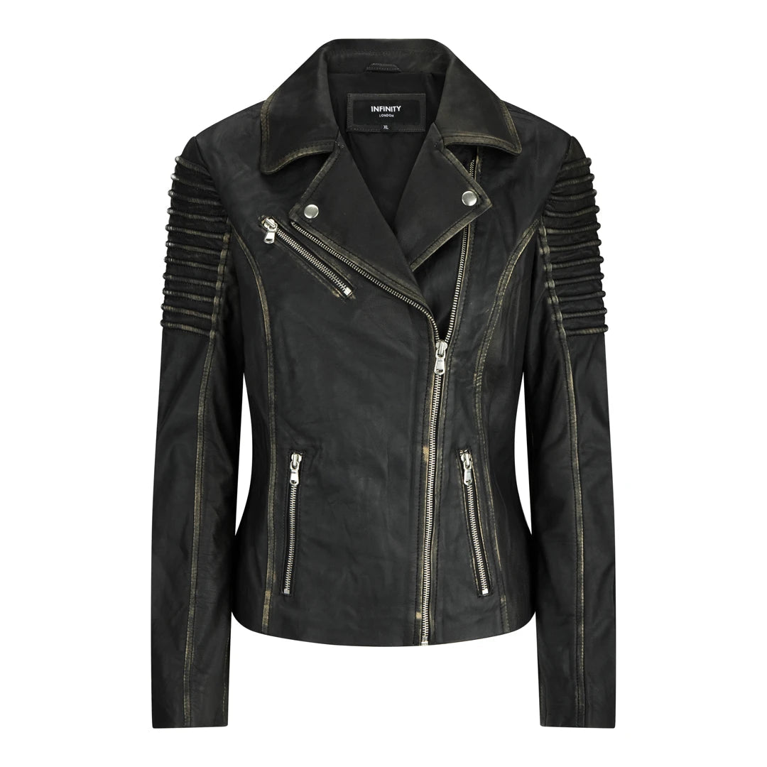 Women's Leather Black Gold Biker Jacket Rayon Fabric Velvet Fabric Corduroy Fabric