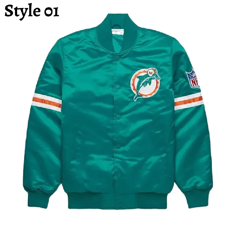 Miami Dolphins Satin Varsity Jacket Striped Jacket Polka Dot Jacket Floral Jacket