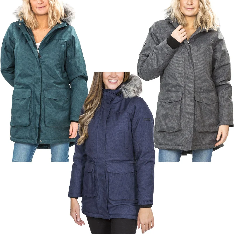 Trespass Womens Thundery Waterproof Parka Jacket Tiered Jacket Buttoned Jacket Zippered Jacket