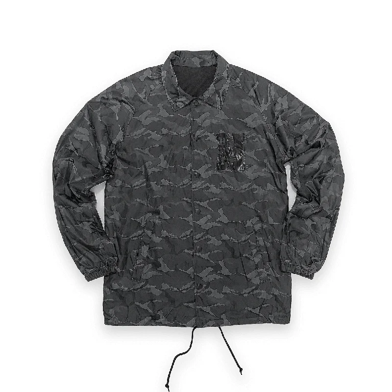 UNISEX NEW H 3D CAMO BUTTON UP COACHES JACKET - BLACKOPS CAMO A-Line Jacket Boat Neck Shawl Collar