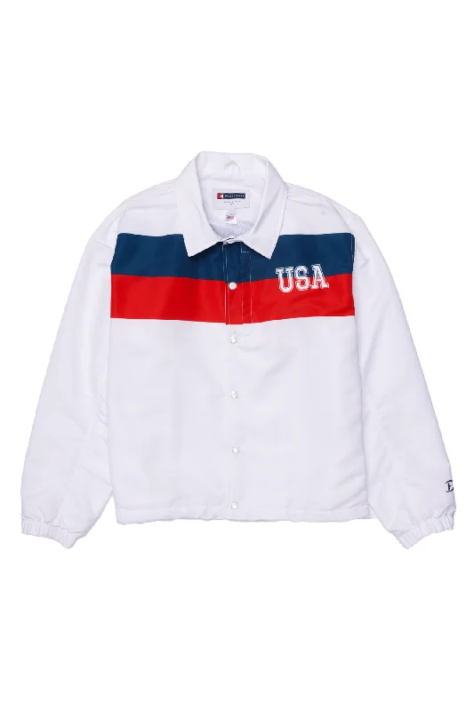 UNISEX USA COACHES JACKET Welt Pockets Slit Pockets Flap Pockets