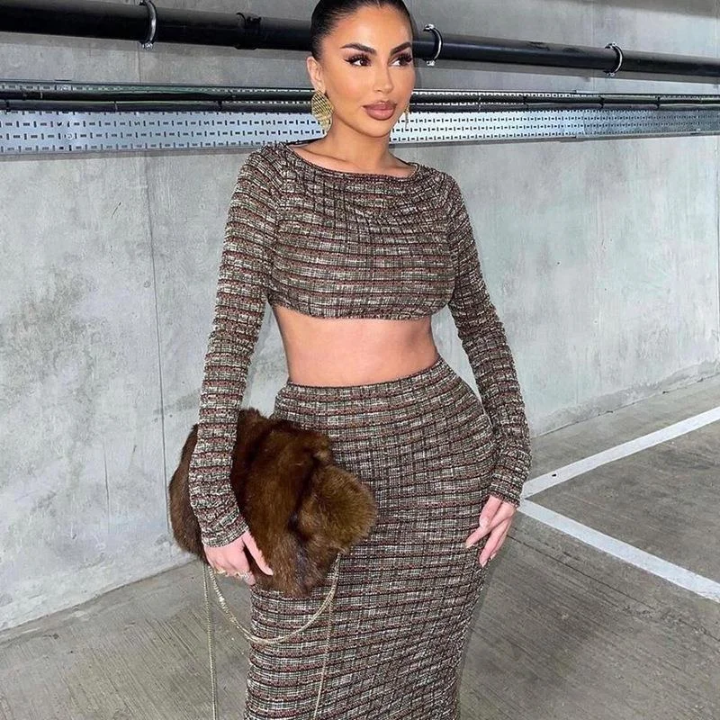 2023 New Arrival Women Set Wholesale Autumn 2 Piece Set Women Fall 2023 Long Sleeve Sexy Backless Maxi Skirt Set tiered skirt playful 2023 New Arrival Women Set Wholesale Autumn 2 Piece Set Women Fall 2023 Long Sleeve Sexy Backless Maxi Skirt Set tiered skirt playful