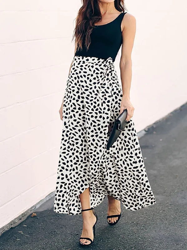 KittenAlarm - Plus Size Slit Floral printing Skirt denim skirt durable