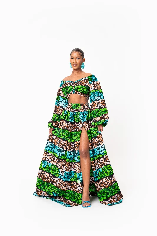 ADA African Print Maxi Skirt chiffon skirt airy