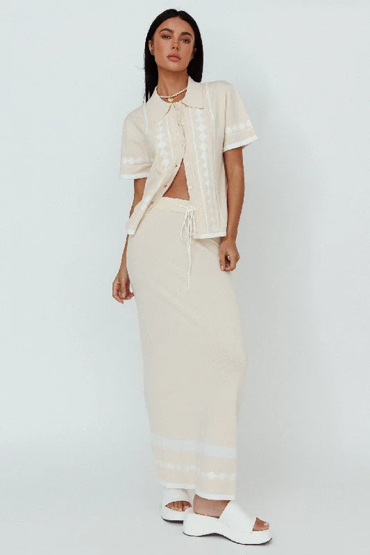 Amalfi Sun Knit Maxi Skirt Sand wool skirt breathable
