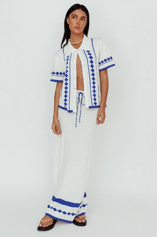 Amalfi Sun Knit Maxi Skirt White high waist skirt